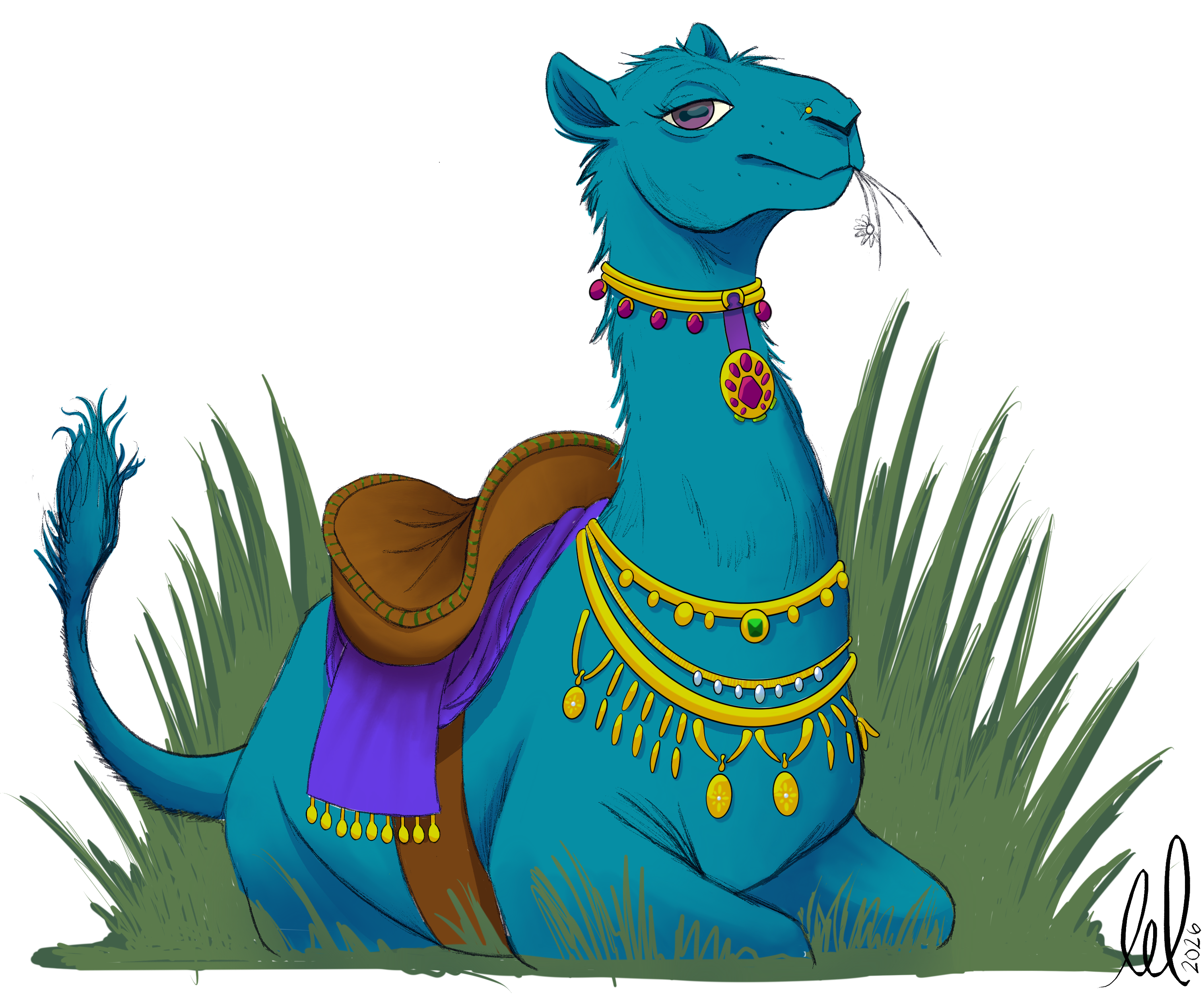 Aaliyah the camel familiar — illustration by Laura LaBillois